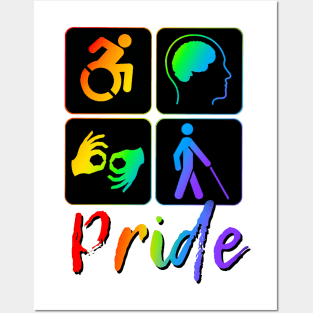 Disability Pride rainbow border Posters and Art